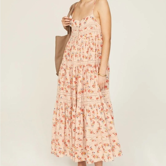 THE GREAT. Dresses & Skirts - The GREAT Serenade Floral Tank Swing Dress Pale Pink XS